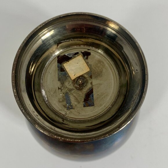 Vintage Brass & Black Metal Decorative Urn With Lid Made In India 7" X 3.25" - Picture 10 of 10